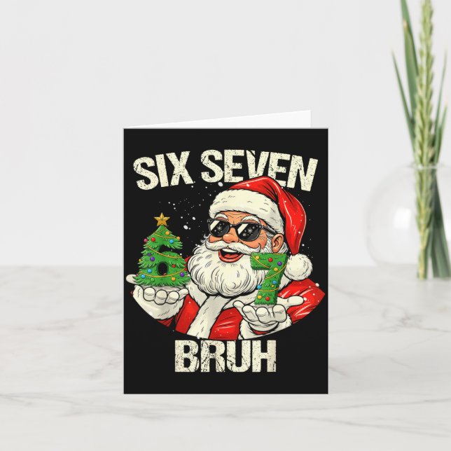 67 Six Seven Bruh Funny Santa Christmas 67 Meme Xm Card (Front)