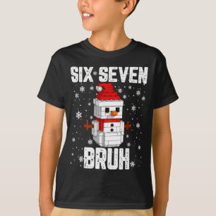 67 Six Seven Bruh Snowman Building Blocks Christma T-Shirt