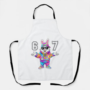 67 Six Seven Bunny Tie Dye Easter Day 67 Meme Men  Apron