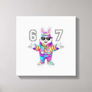 67 Six Seven Bunny Tie Dye Easter Day 67 Meme Men  Canvas Print