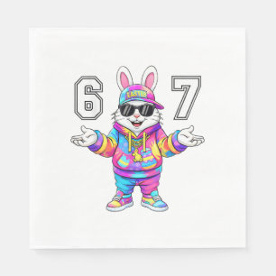 67 Six Seven Bunny Tie Dye Easter Day 67 Meme Men  Napkin