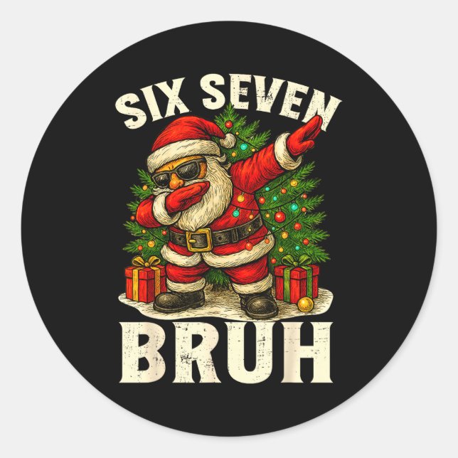 67 Six Seven Burh Funny Christmas 6 7 Meme Men Wom Classic Round Sticker (Front)