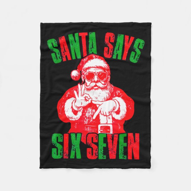 67 Six Seven Burh Funny Christmas 6 7 Meme Men Wom Fleece Blanket (Front)