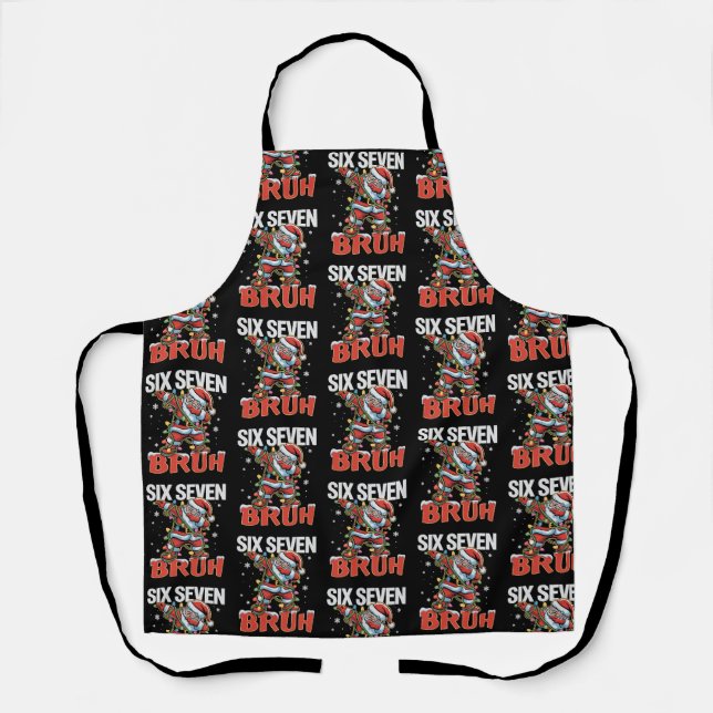 67 Six Seven Burh Santa Dab Christmas 6 7 Meme  Apron (Front)