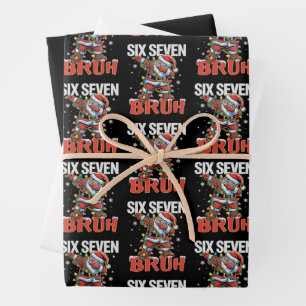 67 Six Seven Burh Santa Dab Christmas 6 7 Meme  Wrapping Paper Sheet