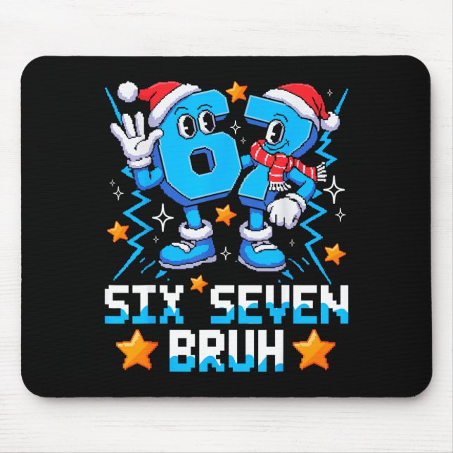 67 Six Seven Christmas Bruh Funny Italian Brainrot Mouse Pad (Front)