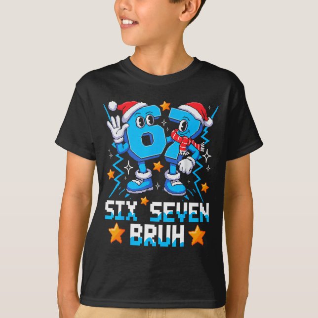 67 Six Seven Christmas Bruh Funny Italian Brainrot T-Shirt (Front)