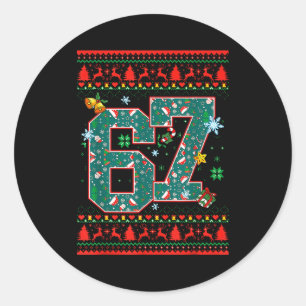 67 Six Seven Christmas Funny Meme Hand 67 Couples  Classic Round Sticker