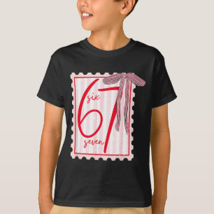 67 Six Seven Coquette Nk Bow Funny 6 7 Meme Girls  T-Shirt