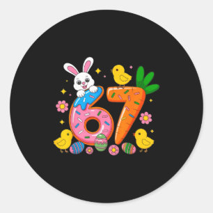67 six seven cute bunny rabbit easter day girl kid classic round sticker