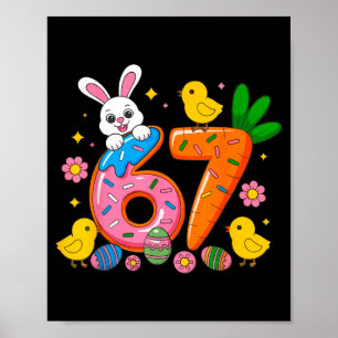 67 six seven cute bunny rabbit easter day girl kid poster