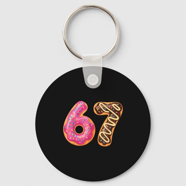 67 Six Seven Donut Meme Funny Sweet Sprinkles  Key Ring (Front)