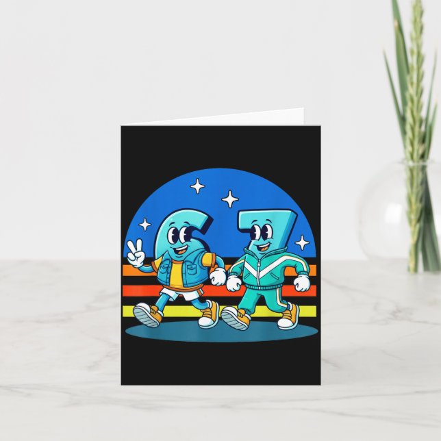67 Six Seven Fun Meme Funny Design Kids School  Card (Front)
