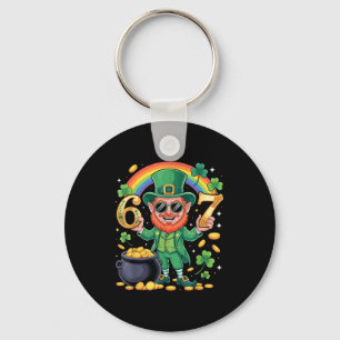 67 Six Seven Funny 6 7 Meme St Patricks Day Leprec Key Ring