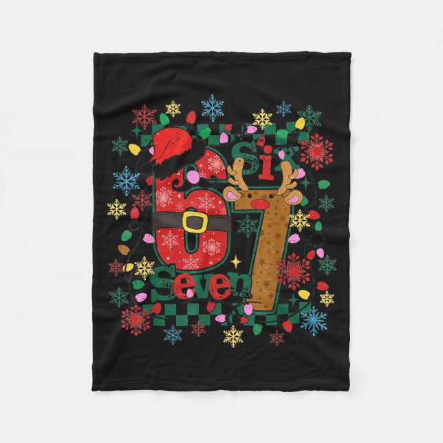 67 Six Seven Funny Christmas 6 7 Meme Humor Men Wo Fleece Blanket (Front)