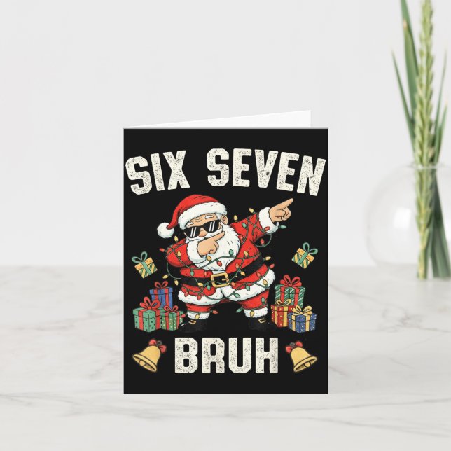 67 Six Seven Funny Christmas 6 7 Meme Santa Dabbin Card (Front)