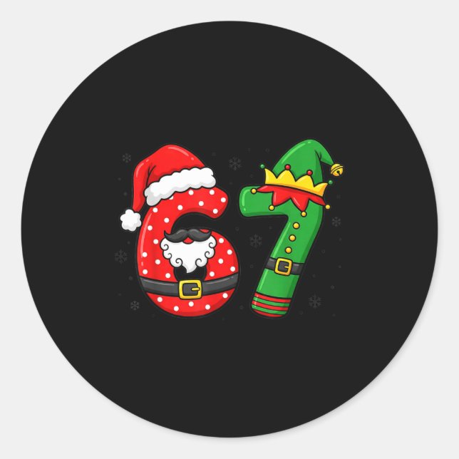 67 Six Seven Funny Christmas 6 7 Meme Xmas Boys Gi Classic Round Sticker (Front)