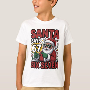67 Six Seven Funny Christmas Santa Meme T-Shirt