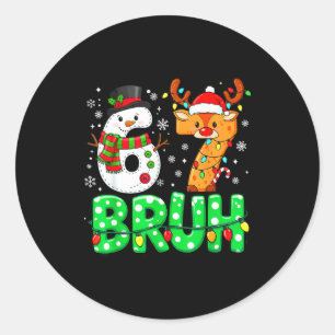 67 Six Seven Funny Snowman Reindeer Bruh 6 7 Meme  Classic Round Sticker