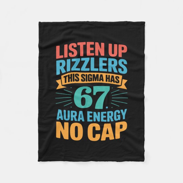 67 Six Seven Get Sendy Meme Design Funny 6 7 Sigma Fleece Blanket (Front)