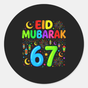 67 six seven happy eid mubarak kids eid al classic round sticker
