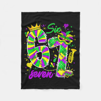 67 Six Seven Mardi Gras Carnival New Orleans Fleur Fleece Blanket