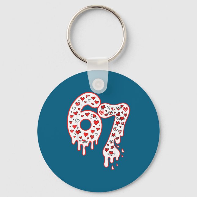 67 Six Seven Meme 67 Valentines  Key Ring (Front)