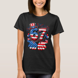 67 six seven meme american flag funny 4th of july T-Shirt