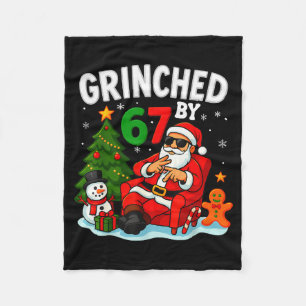 67 Six Seven Meme Christmas Grinched By 6-7 Gen Al Fleece Blanket