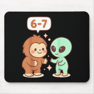 67 Six Seven Meme Funny Bigfoot Alien Sasquatch Uf Mouse Pad