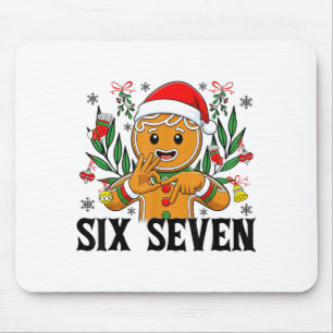 67 Six Seven Meme Funny Xmas Gingerbread Hand Sign Mouse Pad