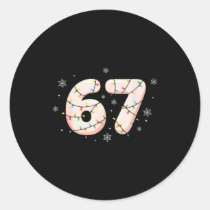67 Six Seven Meme Gen Alpha Slang Christmas Lights Classic Round Sticker
