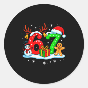 67 Six Seven Meme Gen Alpha Slang Funny Christmas  Classic Round Sticker