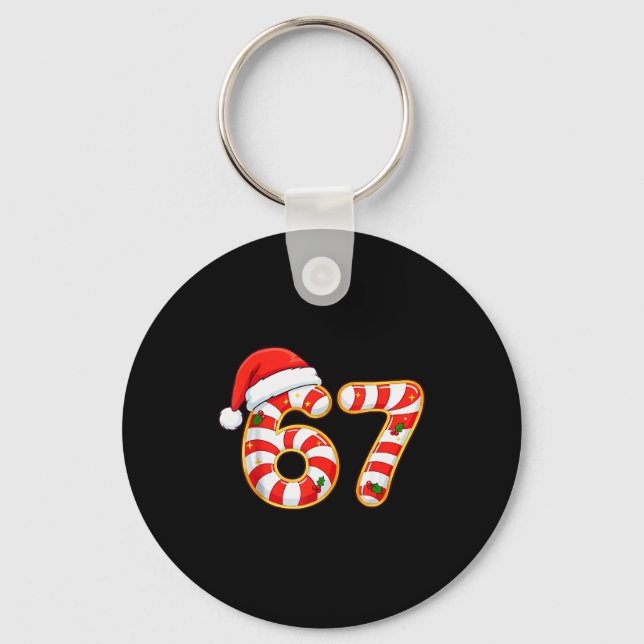 67 Six Seven Meme Gen Alpha Slang Funny Christmas  Key Ring (Front)