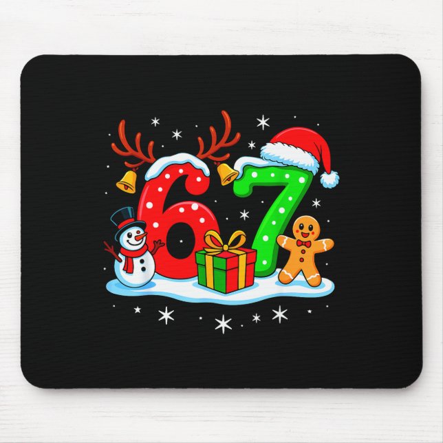 67 Six Seven Meme Gen Alpha Slang Funny Christmas  Mouse Pad (Front)