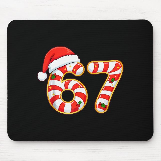 67 Six Seven Meme Gen Alpha Slang Funny Christmas  Mouse Pad (Front)