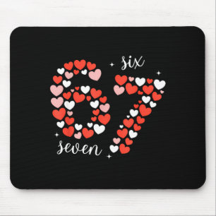 67 Six Seven Meme Heart Matching Couples Valentine Mouse Pad