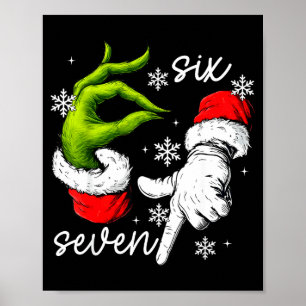 67 Six Seven Meme Santa Hand Christmas Funny Gen A Poster