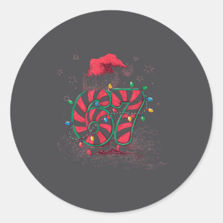 67 Six Seven Novelty Christmas Santa Hat Family Ma Classic Round Sticker