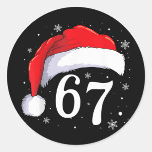 67 Six Seven Santa Funny Christmas 6 7 Meme Men Wo Classic Round Sticker
