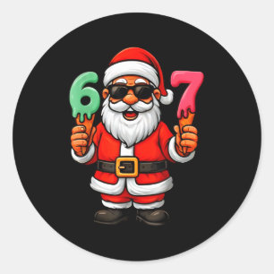 67 Six Seven Santa Meme Christmas Funny  Classic Round Sticker