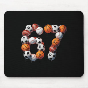67 Six Seven Soccer Baseball Basketball Meme Hallo Mouse Pad
