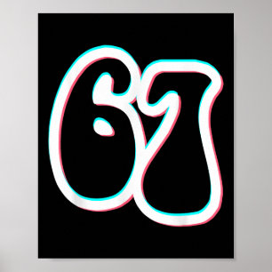 67 Six Seven Trendy 6 7endy Retro Groovy 67 Meme Poster