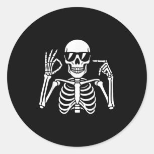 67 Skeleton Funny Six Seven Gen Alpha Halloween Me Classic Round Sticker