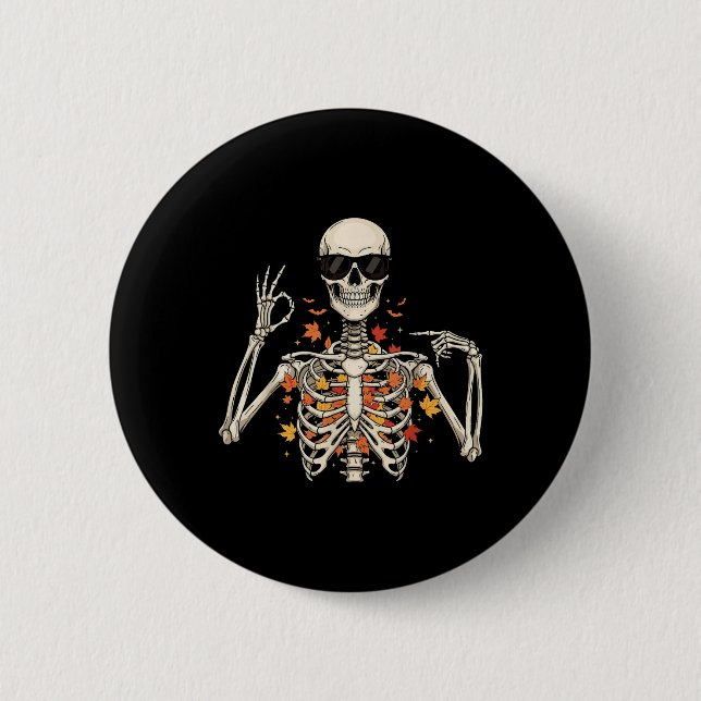 67 Skeleton Meme Funny Six Seven Gen Alpha Hallowe 6 Cm Round Badge (Front)