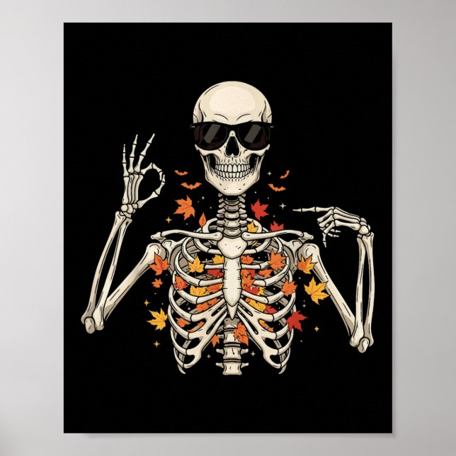 67 Skeleton Meme Funny Six Seven Gen Alpha Hallowe Poster (Front)