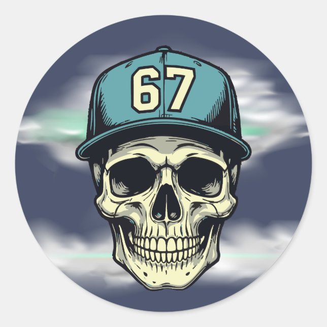 67 Skull Classic Round Sticker (Front)