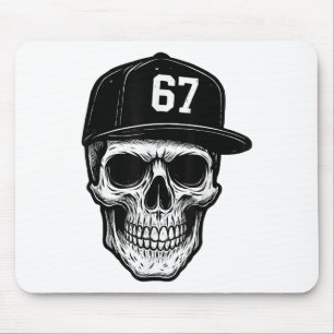 67 Skull Halloween Brainrot Meme Six Seven Kids Sk Mouse Pad