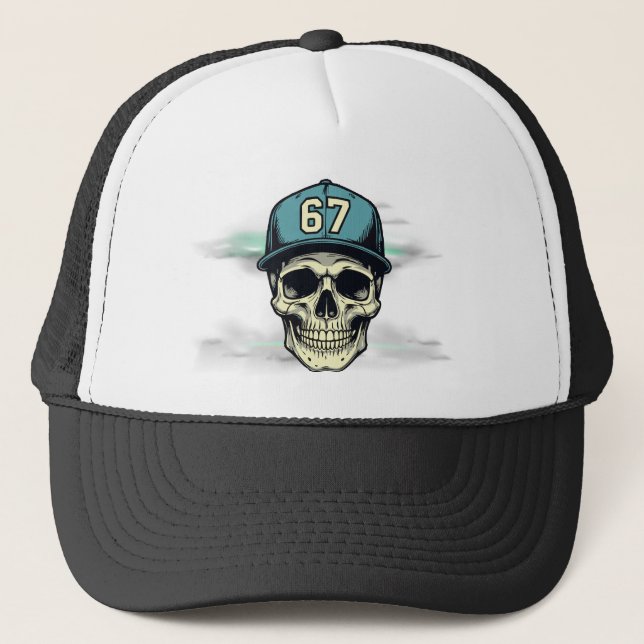 67 Skull Trucker Hat (Front)