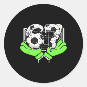 67 Soccer Ball Goalie Net And Gloves For Players _ Classic Round Sticker